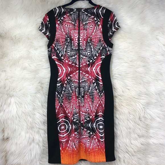 Maggy London African Stencil Scuba Sheath Dress SZ 8 Spandex Party Dress NWT - Picture 5 of 13